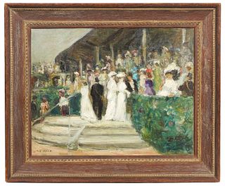 Gabreil Spat 'At The Races' Large O/C Painting