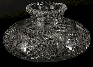 19/20th Century Cut Glass Squat Vase.