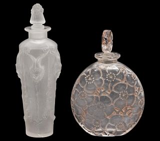 2 Rene Lalique Crystal Molded Flacons