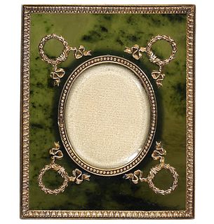 Russian Imperial Jade and Silver Picture Frame