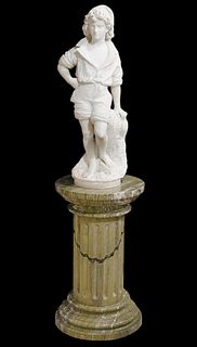 F. Vichy Sculptured White Marble 'Fisherboy'
