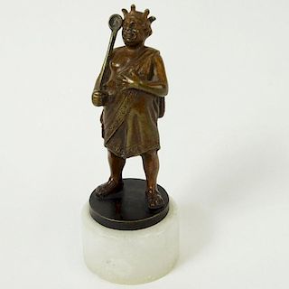 Mid 20th century Austrian Cold Painted Bronze Figure on White Marble Base "Jester"
