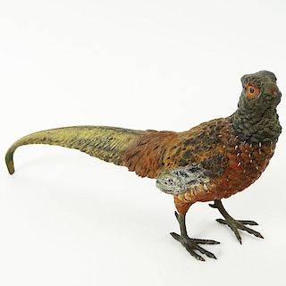 Antique Polychromed Bronze Figurine "Pheasant"