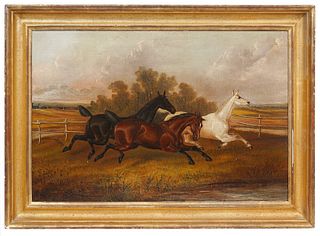 John Frederick Herring Sr. Horses Oil Painting