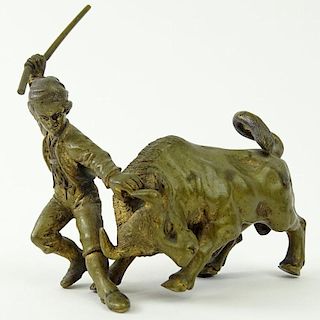 Vintage Miniature Gilt Bronze Bullfighter Group