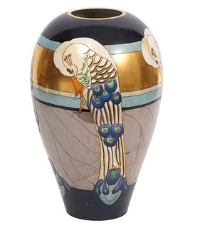 Willets Belleek Porcelain Peacock Vase