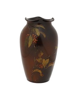 A Rookwood Mahogany glaze pottery vase, Albert Robert Valentine