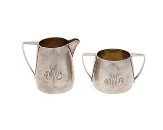 A Clemens Friedell sterling silver sugar bowl and creamer set
