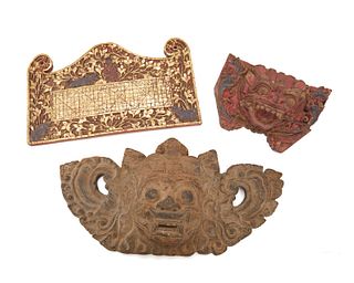 Three Balinese polychromed wood carvings