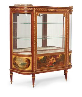 A French Louis XVI-style vernis Martin vitrine cabinet