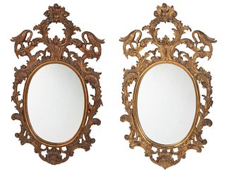 A pair of Louis XV-style giltwood wall mirrors