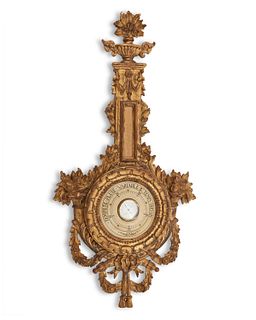 An Italian carved giltwood barometer