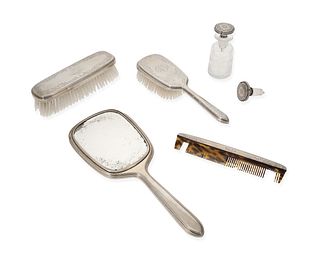 A group of sterling silver vanity items