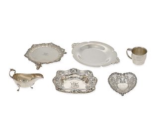 A group of sterling silver holloware table items