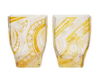 A pair of Art Deco crystal vases