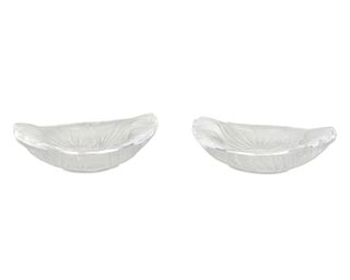 A near-pair of Lalique "Nancy" crystal ashtrays