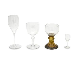A group of assorted glass stemware