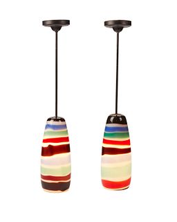Two Murano glass pendant lights