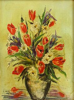 Elizabeth Fuchs (20th C) Oil on canvas "Still Life of Tulips"