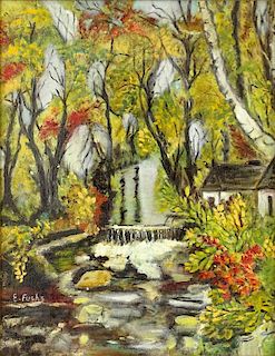 Elizabeth Fuchs (20th C) Oil on canvas "Woodland River"