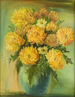 Elizabeth Fuchs (20th C) Oil on artist board "Floral Still Life"