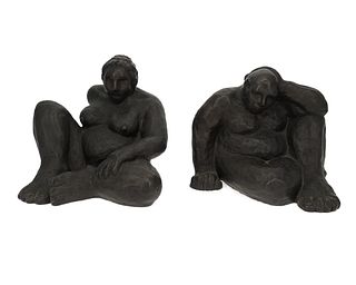 A pair of modernist bronze nude (20th Century)