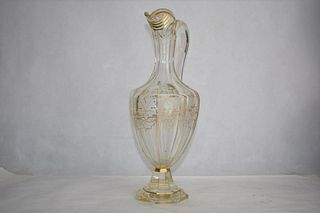 Bohemian Clear and Gold Jug