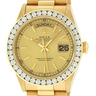 Rolex Mens 18038 Day-Date 18K Yellow Gold Champagne