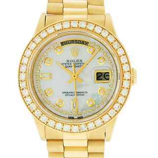 Rolex Mens 18038 Day-Date 18K Yellow Gold MOP String