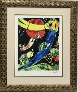 After Marc Chagall Red and Black World Lithograph