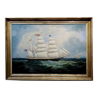 19th Century Portrait of an American Sailing Ship- Oil