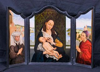 Large 16th Century Italian Old Master Triptych Madonna