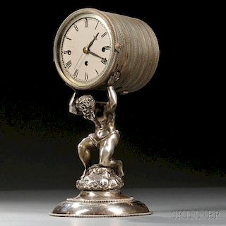 Continental Silver Figural Clock