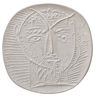 PABLO PICASSO; MADOURA Plate, "Faun's head"