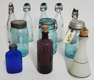 (11) Vintage Bottles/Jars w/ Stoppers/Lids