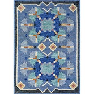 INGEGERD SILOW; A. ASTROM Two hand woven carpets