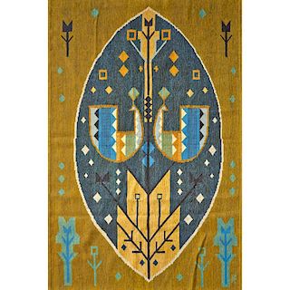 SCANDINAVIAN Wool tapestry with birds and leaf