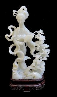White Jade Chinese Lady Carving