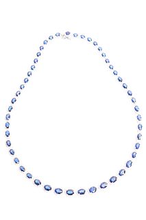 30.56ct Blue Sapphire Diamond & 14k Gold Necklace