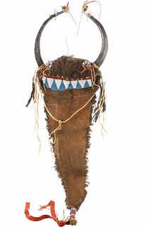Northern Cheyenne Split Buffalo Horn Beaded Bonnet