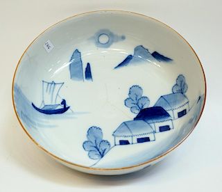 19th Century Blue & White Japanese Bowl