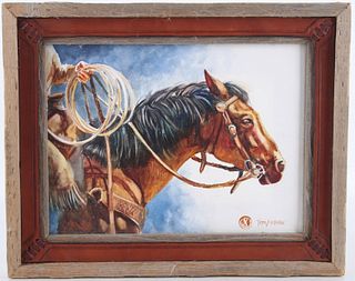 Peter X O'Brien "Roping Horse" Water Color