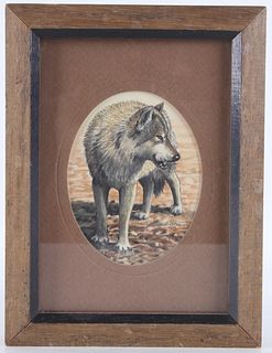 1979 Margaret O'brien Wolf Canis Lupis Gouache
