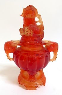 Molded Red Urn Form Censer
