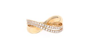 Art Deco Ribbon Diamond & 14k Yellow Gold Ring