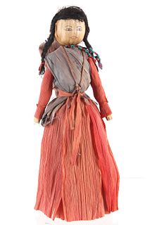 Cherokee Corn Husk Doll Beaded w/ Papoose c. 1900-