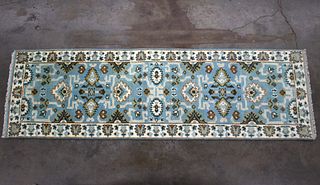 Oushak Persian Hand Knotted Wool Runner Rug 1930's