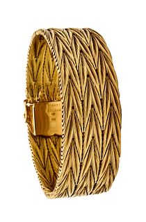 Cartier Paris 18k gold mesh flexible bracelet-bangle
