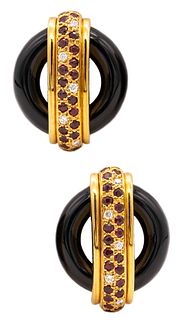 Cartier Aldo Cipullo Onyx, diamonds & rubies 18k gold Earrings 