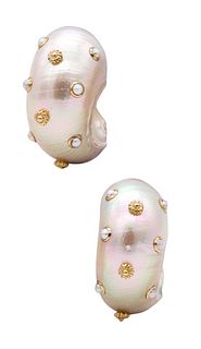 Trianon Seaman Schepps earrings in 14k with Pearls